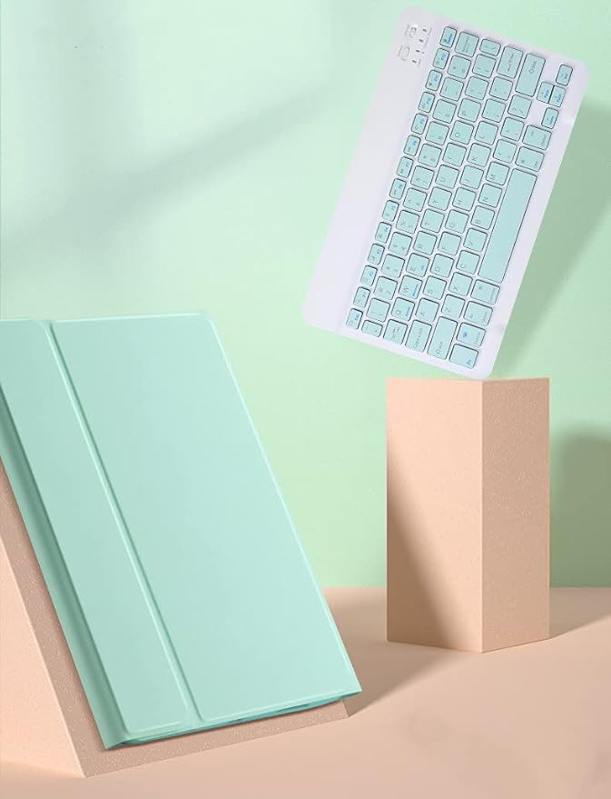 Color Keyboard for Galaxy Tab A7 10.4” 2020 (SM-T500/T505/T507) Keyboard Case Cute Detachable Removable Wireless Bluetooth Keyboard Cover (MintGreen)