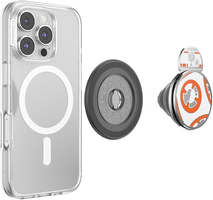 PopSockets Phone Grip for MagSafe with Kickstand, Magnetic Stand, Swappable Top, Secure Hold for iPhone MagSafe Cases, Phone & Tablet Grip, Star War Power The Force 2025 - Spinner BB