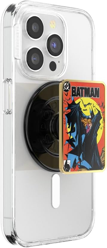 PopSockets Phone Grip for MagSafe with Kickstand, Magnetic Stand, Swappable Top, Secure Hold for iPhone MagSafe Cases, Phone & Tablet Grip, Batman - Enamel Comic Cover
