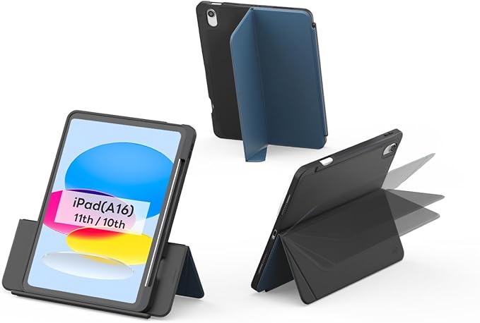 EIP for iPad (A16) 11th/10th Generation Case(2025/2022), Adjustable Hinge Stand, Portrait/Landscape View, Rotating Stand with Removable Magnetic Cover, Auto Wake/Sleep, Dual-Device Use