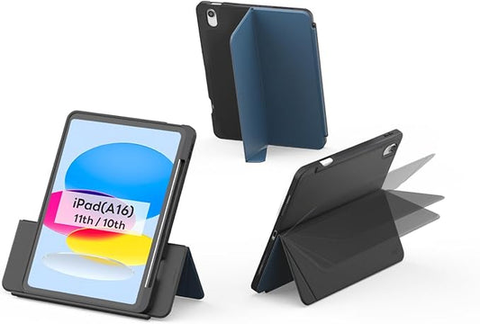 EIP for iPad (A16) 11th/10th Generation Case(2025/2022), Adjustable Hinge Stand, Portrait/Landscape View, Rotating Stand with Removable Magnetic Cover, Auto Wake/Sleep, Dual-Device Use