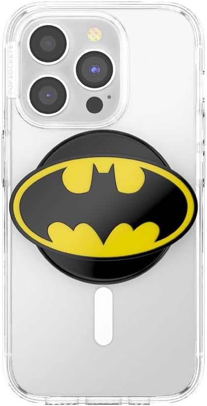 PopSockets Phone Grip for MagSafe with Kickstand, Magnetic Stand, Swappable Top, Secure Hold for iPhone MagSafe Cases, Phone & Tablet Grip, Batman - Enamel I Am Batman