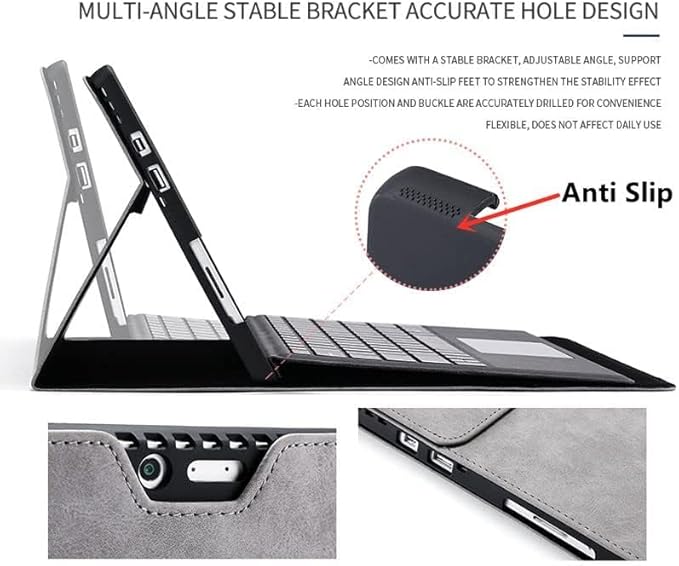 Protective Case for Surface Pro11/Pro 10/Pro 9 Tablet, Shockproof Folio Flip Rugged Cover, Compatible with Type Cover Keyboard,Military Grade Business Cover with Pen Holder(Gray)