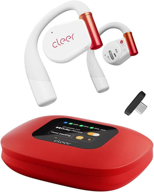 Cleer ARC 3 Gaming Earbuds - True Wireless Open Ear Headphones,Ultra-Low Latency,Snapdragon & Dolby Sound, Bluetooth 5.4, USB-C Dongle,50Hr Battery, Compatible with PS4, PS5, PC, Quest, Switch, White