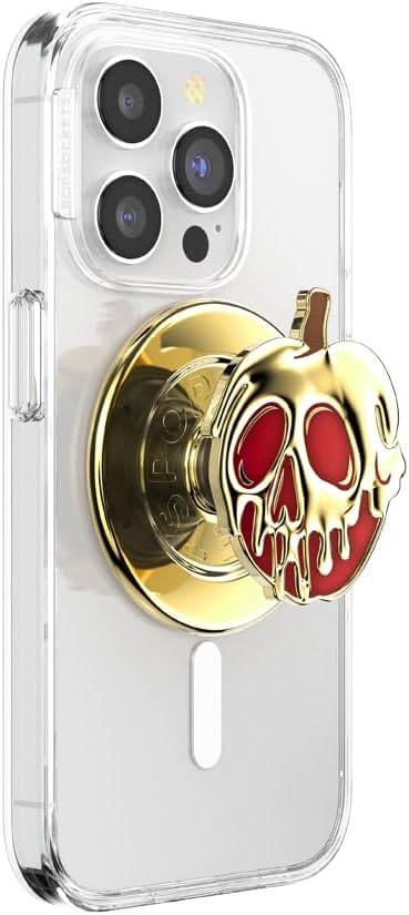 PopSockets Phone Grip for MagSafe with Kickstand, Magnetic Stand, Swappable Top, Secure Hold for iPhone MagSafe Cases, Phone & Tablet Grip, Disney - Enamel Poison Apple