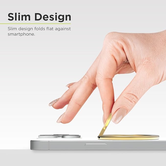 PureGear Magnetic Phone Grip Ring Stand, Magnetic Phone Ring Holder for MagSafe iPhone 16, 16Pro, 16Plus, 16ProMax, 15, 15Plus, 14, 14Plus, 14Pro, 14Pro Max, 13, 12, Adjustable Kickstand (Gold)