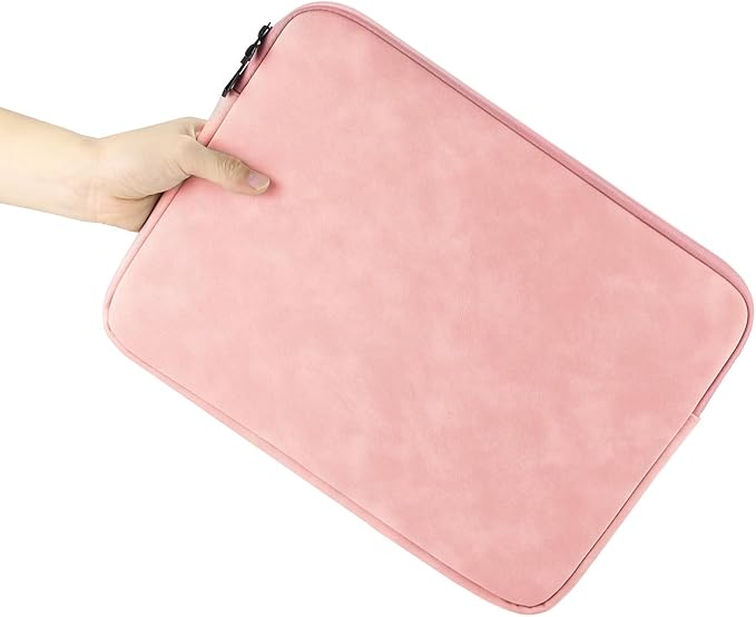 Megoo 15" Laptop Sleeve Soft PU Leather Case for Surface Laptop 7/6/5/4/3/Book 15.6", 15"-16" Samsung Galaxy/HP/Acer/Dell/Lenovo/Asus Notebook Chromebook Computers Carry Case Bag(Pink)