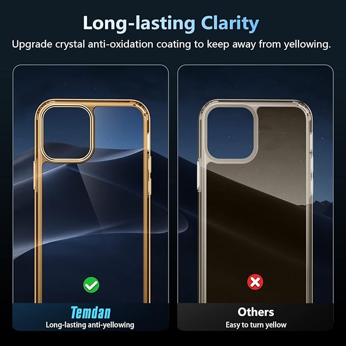 Temdan for iPhone 12 Case for iPhone 12 Pro Case,[Not Yellowing] Slim Shockproof Phone Case-White