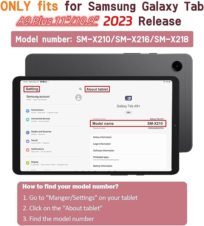 AVAWO Kids Case for Samsung Galaxy Tab A9+/A9 Plus 11 Inch 2023 Case, with Strap, Shockproof Lightweight Handle Stand 2023 Model (SM-X210/X216/X218) with Lanyard, Rose