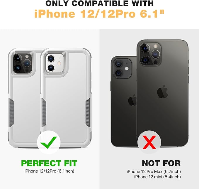 Diaclara Designed for iPhone 12 Case/iPhone 12 Pro Case, [with Privacy Screen Protector] [Anti Spy] [Military Grade Drop Protection] Heavy Duty Full-Body Shockproof Phone Case, White