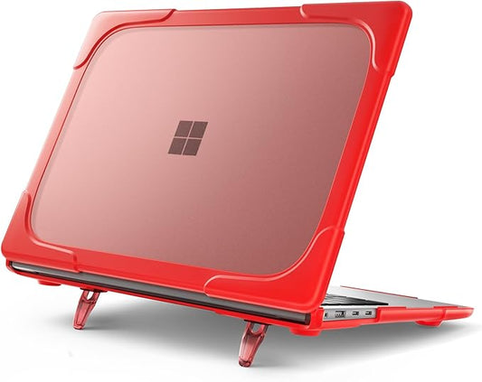 Batianda Heavy Duty Case for 13.8 inch Microsoft Surface Laptop 2024 (7th Edition) with Fold Kickstand Includes Keyboard Cover Screen Protector - Shockproof Stylish & Durable Protective Cover, Red