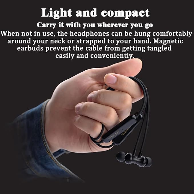 Neckband Bluetooth Headphones 9D Surround Sound HiFi Stereo Neck Hanging Noise Reduction in-Ear Wireless Earbuds 8 H Music Time IPX6 Waterproof Ultra-Lightweight Comfort for Sports/Office