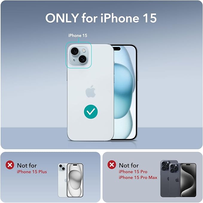 ESR for iPhone 15 Case, Compatible with MagSafe, Military-Grade Protective Case, Built-in Stash Stand Phone Case, Scratch-Resistant Back Cover, Classic Series, Clear Blue