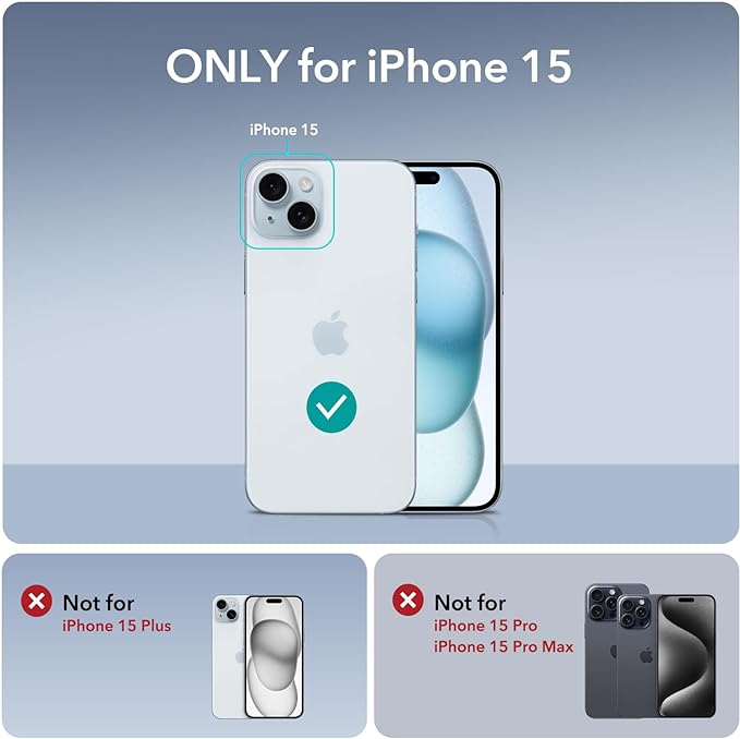 ESR for iPhone 15 Case, Compatible with MagSafe, Military-Grade Protective Case, Built-in Stash Stand Phone Case, Scratch-Resistant Back Cover, Classic Series, Clear Black