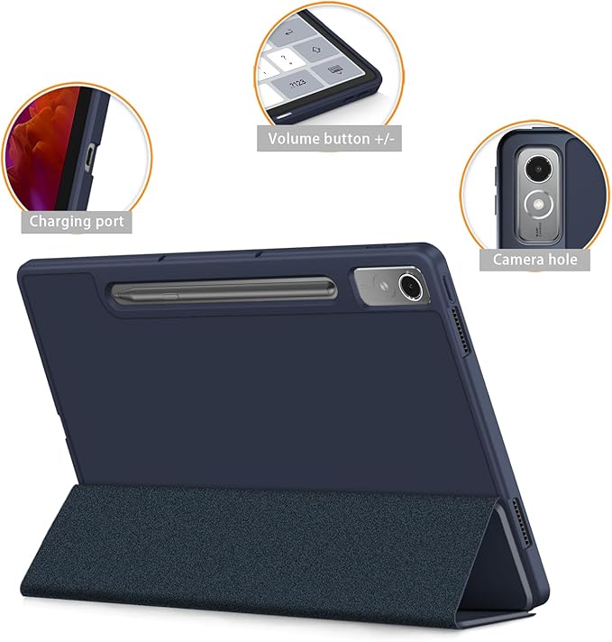 Case for Lenovo Tab P12 12.7 Inch 2023 Tablet, Smart Soft TPU Back Shell Cover with Auto Wake/Sleep Function,Dark Blue