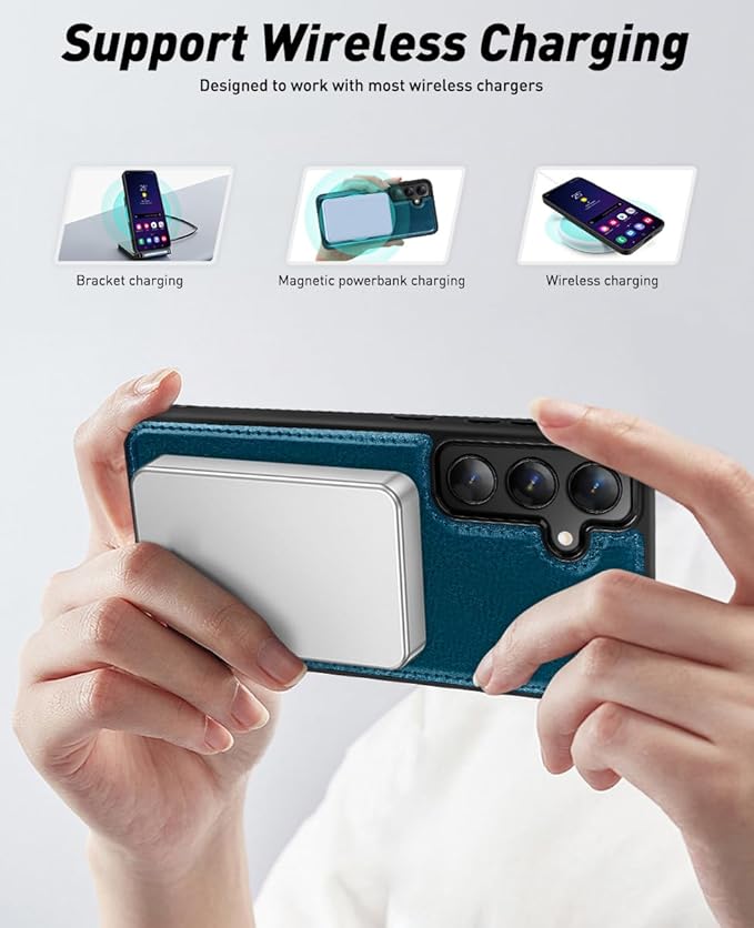 OCASE for Samsung Galaxy S24 Detachable Wallet Case with Card Holder, [2 in 1] PU Leather Flip Folio Case with RFID Blocking Magnetic Stand Removable Shockproof Phone Cover, Peacock Blue