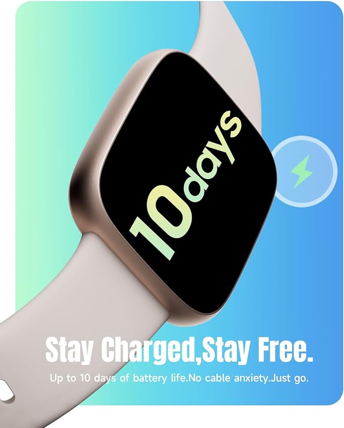 Smart Watch for Women Android & iPhone, 1.85" Ultra HD AMOLED Display,10 Day Battery, 3ATM Swimming Waterproof, Answer/Make Calls, Fitness/Heart Rate/Sleep Tracker/100 Sports, Beige