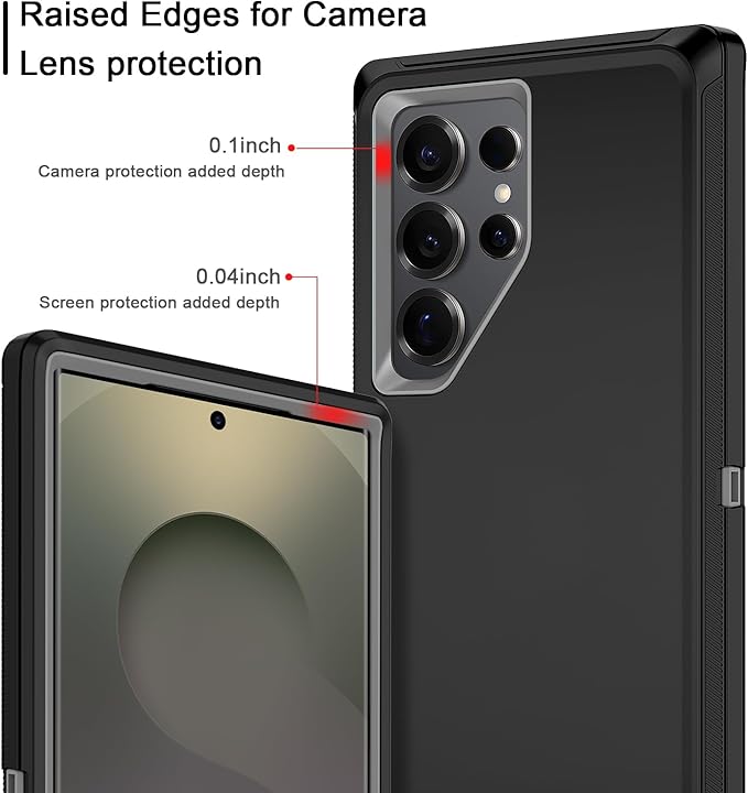 for Samsung Galaxy S25 Ultra Case Heavy Duty Protective Case Shockproof Dropproof 3-Layer Full Body Protection [Without Screen Protector] Tough Rugged Case for Galaxy S25 Ultra,Black/Grey