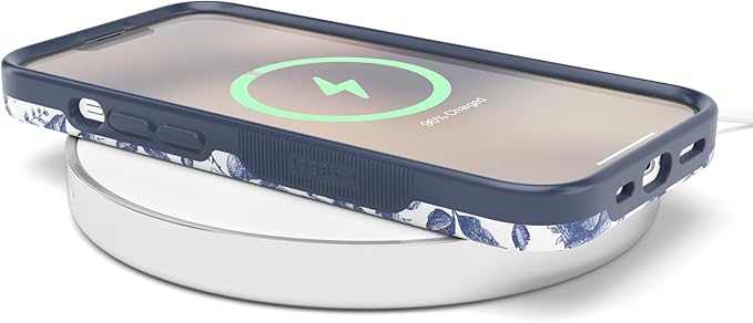 Casely iPhone 14 Case | Rose to Fame | Blue & White Rose Floral | Compatible with MagSafe | Bold Protective Design