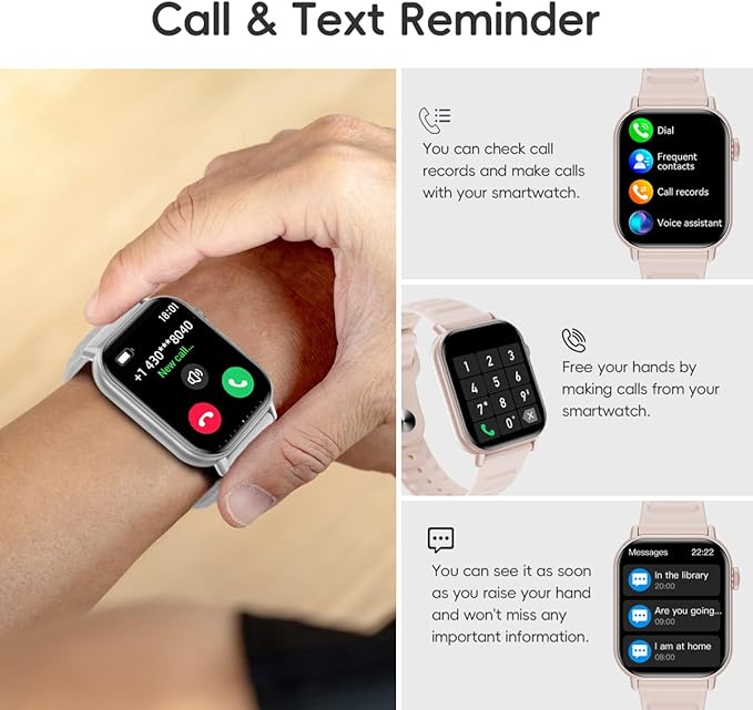 Smart Watch Sports Pedometer Fitness Tracker, Bluetooth Call Heart Rate Blood Oxygen Sleep Monitor, 100 Sports Modes Waterproof for iOS Android Men's Women's Smart Watch (Pink)