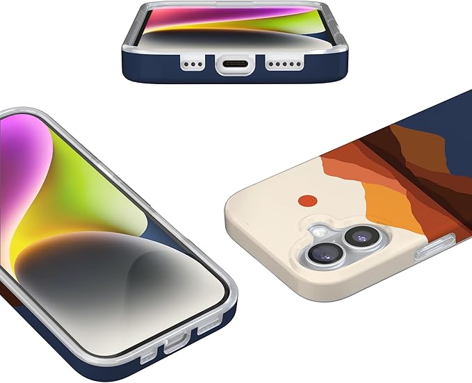 Casely iPhone 17 Case | Opposites Attract Day & Night Colorblock Mountains | Classic Ultra Slim Design | Compatible with MagSafe