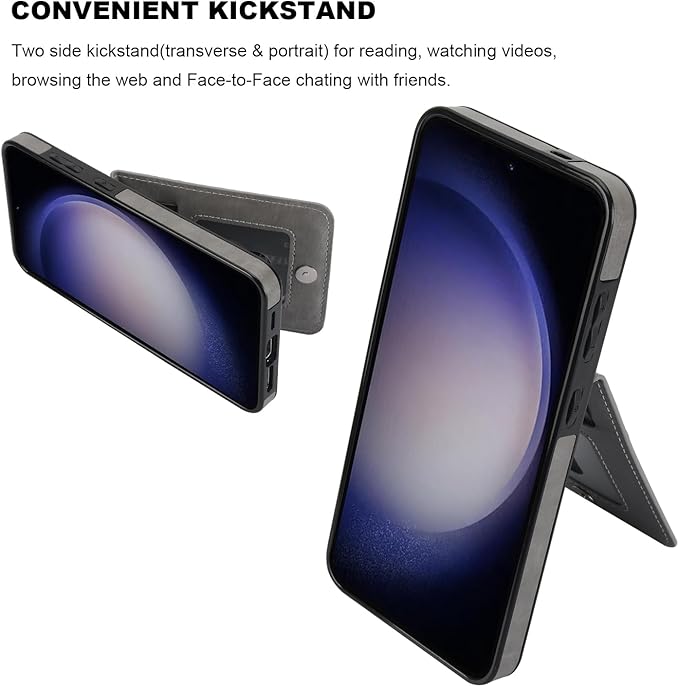 KIHUWEY for Samsung Galaxy S24 Plus Case Wallet with Credit Card Holder, Flip Premium Leather Magnetic Clasp Kickstand Heavy Duty Protective Cover for Samsung Galaxy S24 Plus 6.7" (Gray)