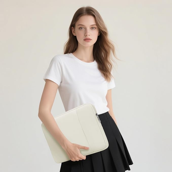 HYZUO 17-17.3 Laptop Sleeve Bag Set for 17" 17.3" HP/Lenovo/Dell/ASUS/LG/Toshiba/MSI Gaming Laptop/Razer Blade 17/18, Notebook Protective Case for Men Women, Beige