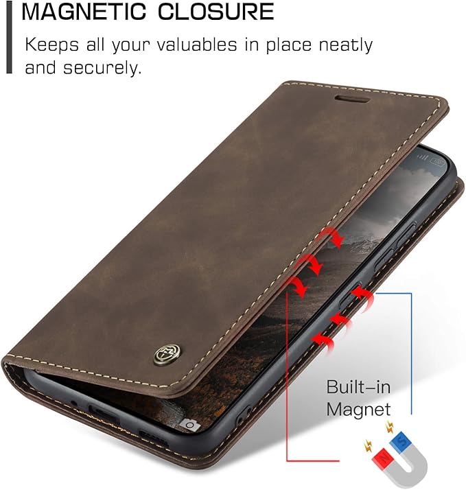 for Xiaomi 14T Case, Flip Wallet Leather Case with Card Holder Magnetic Closure Shockproof Kickstand Protective Phone Cases Cover for Xiaomi mi 14T, Coffee