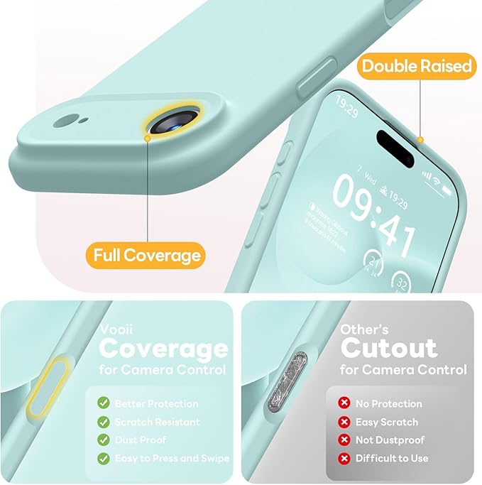 Vooii Magnetic Compatible with iPhone Air Case (Compatible with Magsafe) (Upgraded Camera Protection) Liquid Silicone Shockproof Full Body Protective Phone Cover for Women Men, Mint, 6.5"