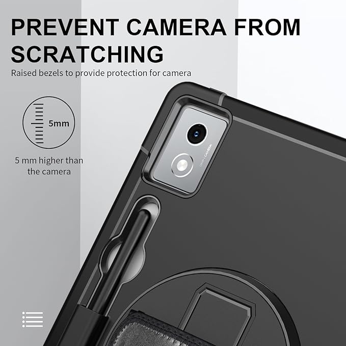 ZenRich Rugged Case for Lenovo Idea Tab Pro 12.7inch,Heavy Duty Shockproof Protective Case w/ [360 Rotating Kickstand] [Hand Strap][Shoulder Belt] for Lenovo Idea Tab Pro 2025 Release Black