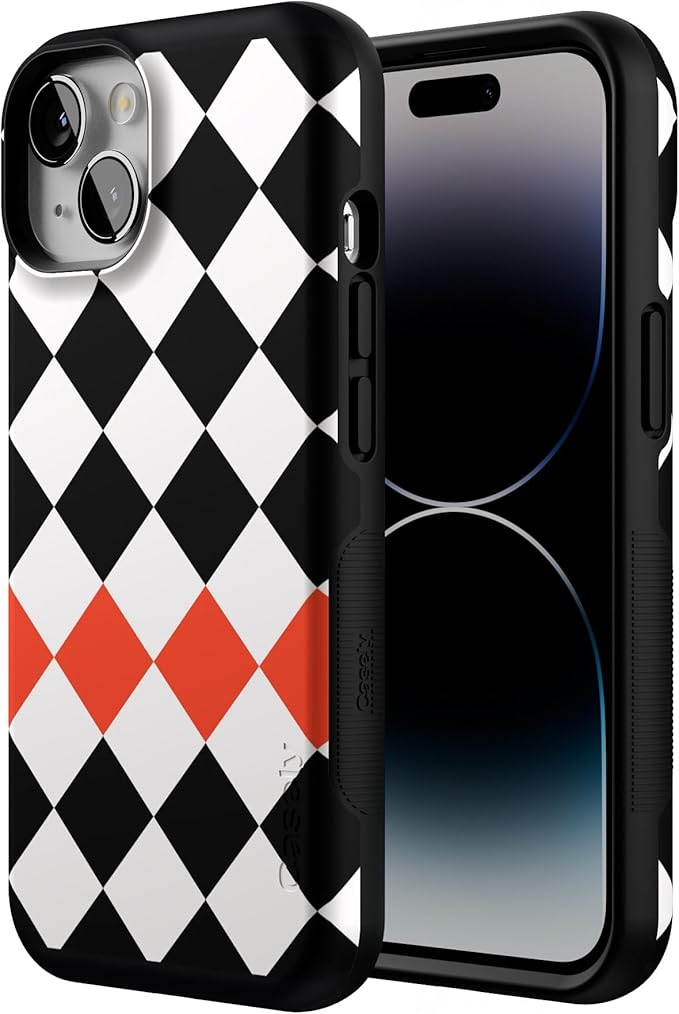 Casely iPhone 14 Case | Checkerboard | High Contrast Design | Compatible with MagSafe | Bold Protective Design