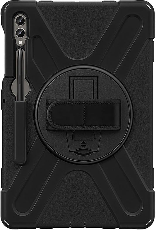 Sahara Defense-X Series Case for Samsung Galaxy Tab S10+, S9+, S9 FE+, S8+, Black, Rugged Shockproof Protective Cover with Hand Strap, Kickstand, Shoulder Strap, Hard Shell (TB00334)