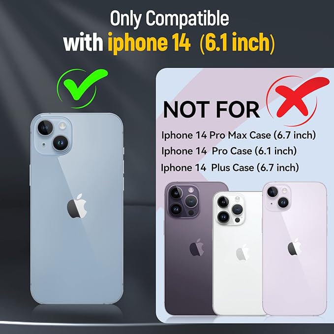 Case for iPhone 14 iPhone Case with Camera Lens Cover, with Ring Holder Kickstand, fit Magnetic Car Mount, for iPhone 14 (Purple)