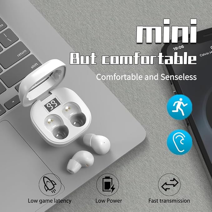 Invisible Mini Earbuds for Work and Sleep, Best for Small Ear Canals, Bluetooth 5.3, 24 Hours Battery Life (White)