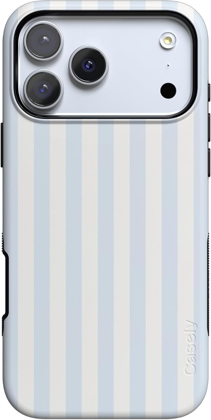Casely iPhone 17 Pro Case | Blue Stripes | Sunday Best | Compatible with MagSafe | Bold Protective Design