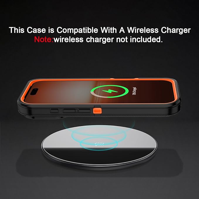 for iPhone 17 Pro Case Shockproof Dust/Drop Proof 3-Layer Full Body Protection [Without Screen Protector] Rugged Heavy Duty Cover Case for Apple iPhone 17 Pro 6.3" 2025,Black/Orange