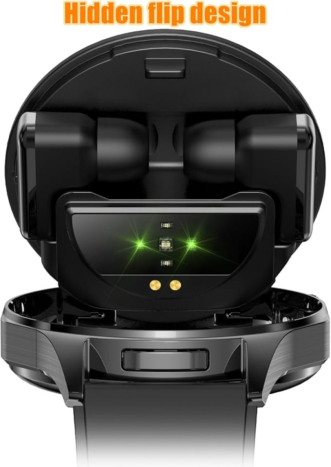 Smart Watch with Earbuds,2 in 1 TWS Smartwatches,1.43" Colorful AMOLED Display Smartwatch for Android iOS,Waterproof Fitness Tracker Long Time Standby (Black)