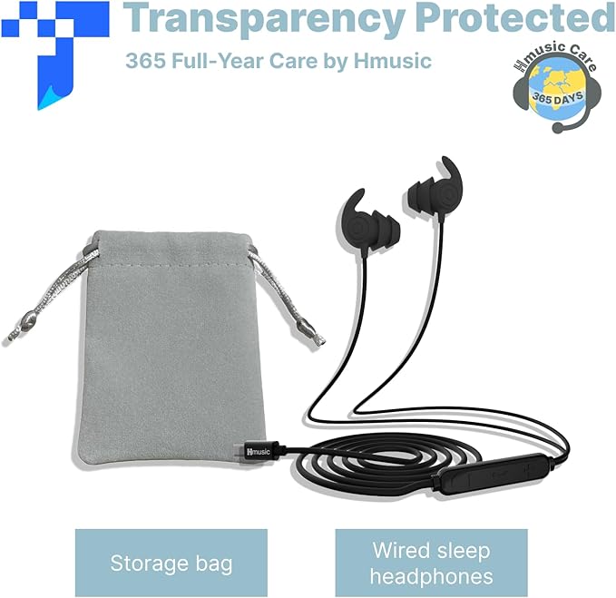 Hmusic Sleep Earbuds,USB C Wired Sleep Headphones for Side Sleepers,30dB Noise Isolate Sleep Plugs w/Mic,2g Lightweight Ultra-Soft Silicone,Flat Thin Bed Earphones for Relax,Focus,Travel,Yoga