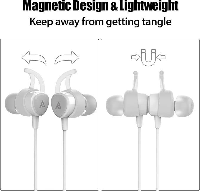 USB C Headphones, Type C Earbuds Magnetic Wired Earphones with Microphone and Volume Control Compatible with Google Pixel Xiaomi Samsung Oneplus Sony MacBook White