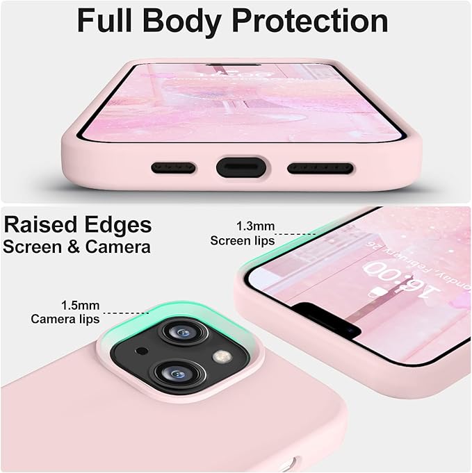 Vooii Compatible with iPhone 14 Case,[Silky Touch Premium Liquid Silicone] [Soft Anti-Scratch Microfiber Lining], Ultra Slim Shockproof Protective Case for iPhone 14 - Chalk Pink