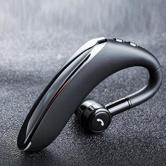 IHAO Bluetooth Earpiece Headphone Dual Noise Cancelling Mic Painless Open-Ear Handsfree Headset Stereo Sound Left/Right Changeable Earhook Earphones for Driving/Business/Gym-Single Ear F900 Black