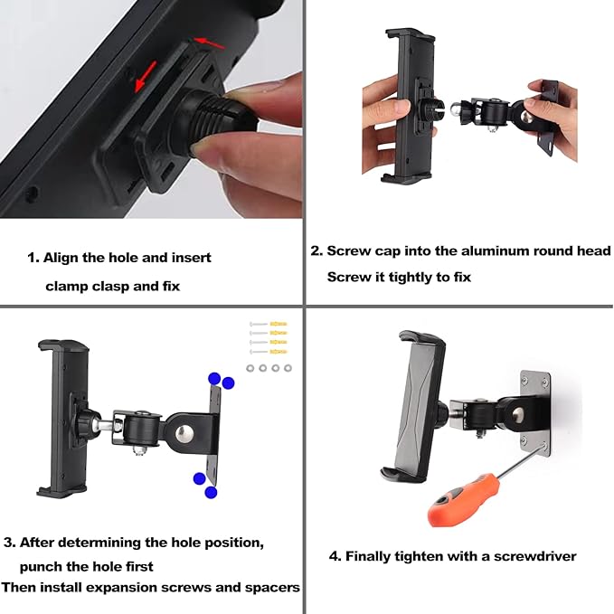 Dual Pull Tablet Wall Mount, Suitable for 4.7 to 12.9 inch Tablet or Smartphone, Medical Places, Factory，Homes, Classrooms（Black）