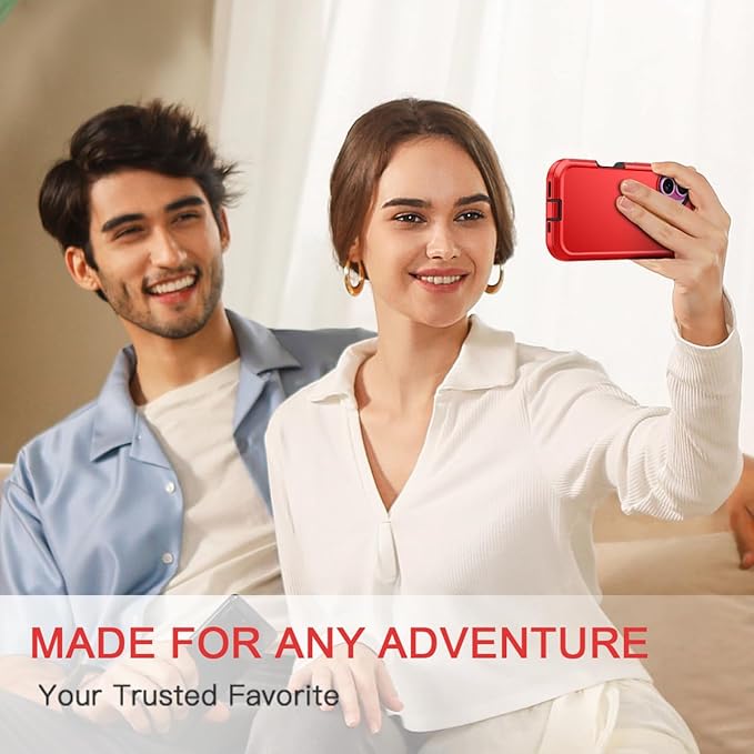 for iPhone 16 Plus Case Shockproof Dust/Drop Proof 3-Layer Full Body Protection [Without Screen Protector] Rugged Heavy Duty Cover Case for Apple iPhone 16 Plus 6.7" 2024,Red/Black