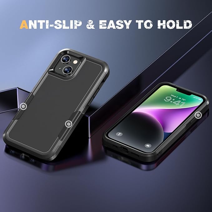 Diaclara Designed for iPhone 14 Case, [with Privacy Screen Protector] [Anti Spy] [Military Grade Drop Protection] Heavy Duty Full-Body Shockproof Phone Case, Black