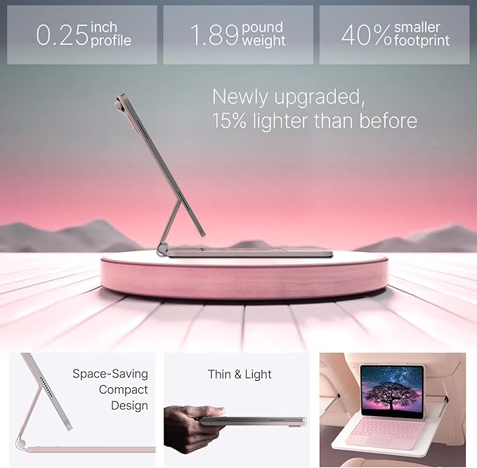 typecase Keyboard Case for iPad Air 13(M3 2025 / M2 2024) and iPad Pro 12.9（6th/5th//4th/3rd Gen,Magic Keyboard with 11-Colors Backlight,Built-in Trackpad,Pencil Holder,Light & Thin,Peach Pink