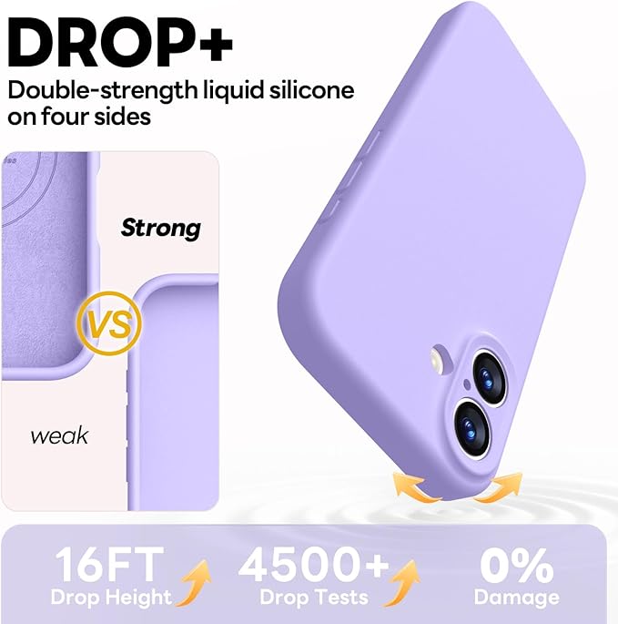 Vooii Magnetic Compatible with iPhone 17 Case (Compatible with Magsafe) (Upgraded Camera Protection) Liquid Silicone Shockproof Full Body Protective Phone Cover for Women Men, Light Purple, 6.3"