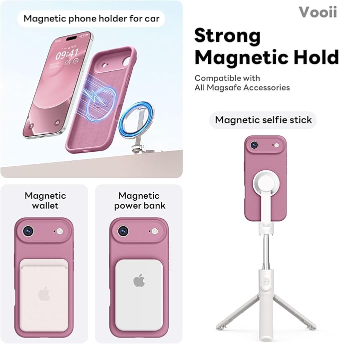 Vooii Magnetic Compatible with iPhone Air Case (Compatible with Magsafe) (Upgraded Camera Protection) Liquid Silicone Shockproof Full Body Protective Phone Cover for Women Men, Lavender Purple, 6.5"