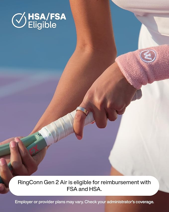 RingConn Gen 2 Air, Ultra-Thin AI Smart Ring, 10-Day Battery Life, Fitness/Sleep/Stress/HR Tracker for Women&Men, No App Fee for Standard Features, iOS & Android Compatible (Size 12, Galaxy Sliver)