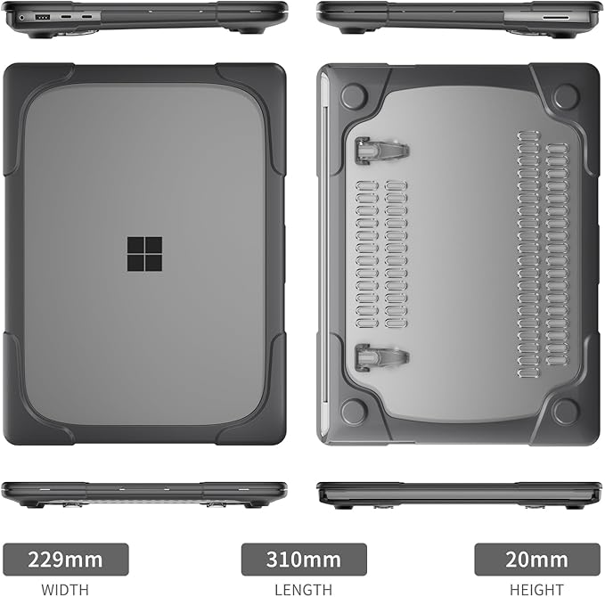 Batianda Heavy Duty Case for 13.8 inch Microsoft Surface Laptop 2024 (7th Edition) with Fold Kickstand Includes Keyboard Cover Screen Protector - Shockproof Stylish & Durable Protective Cover, Grey
