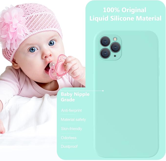 Vooii Compatible with iPhone 11 Pro Max Case, Upgraded Liquid Silicone with [Flat Edges] [Camera Protection] [Soft Anti-Scratch Microfiber Lining] Phone Case for iPhone 11 Pro Max - Sea Blue